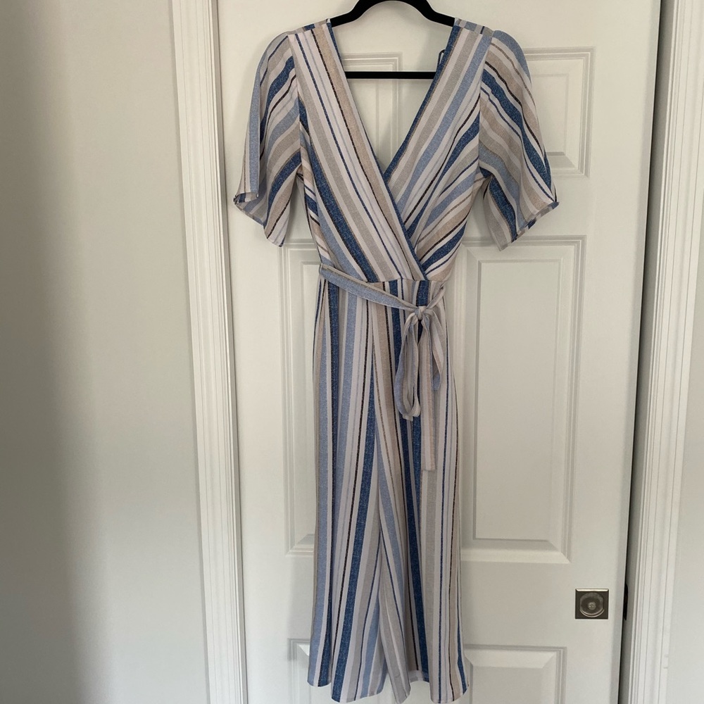 Mid calf striped jumpsuit